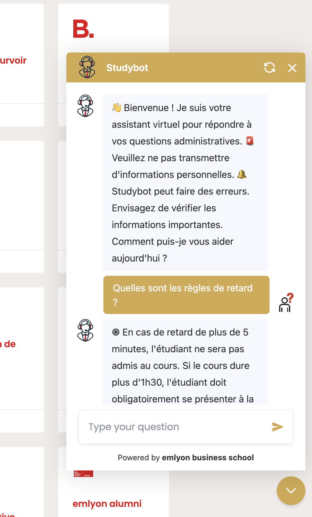 Studybot, assistant pédagogique emlyon